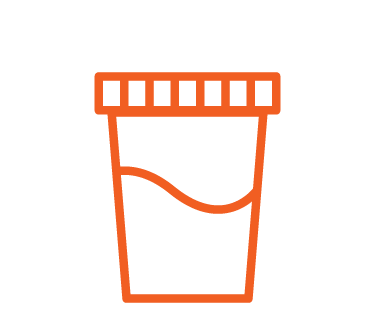 Icon of a urine collection cup with a line in the cup indicating fluid inside the cup, Urine Test